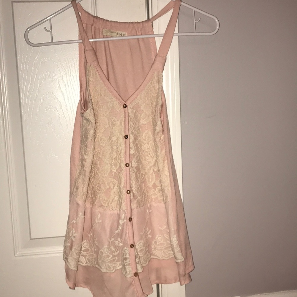 Pink lace tank